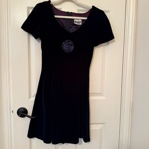 Jump deep green/blue velvet dress holiday wedding guest zipper back elegant